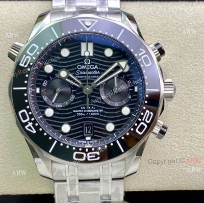 OMF Factory Black Dial Omega Seamaster Replica Watches Clone Omega 9900 For Men